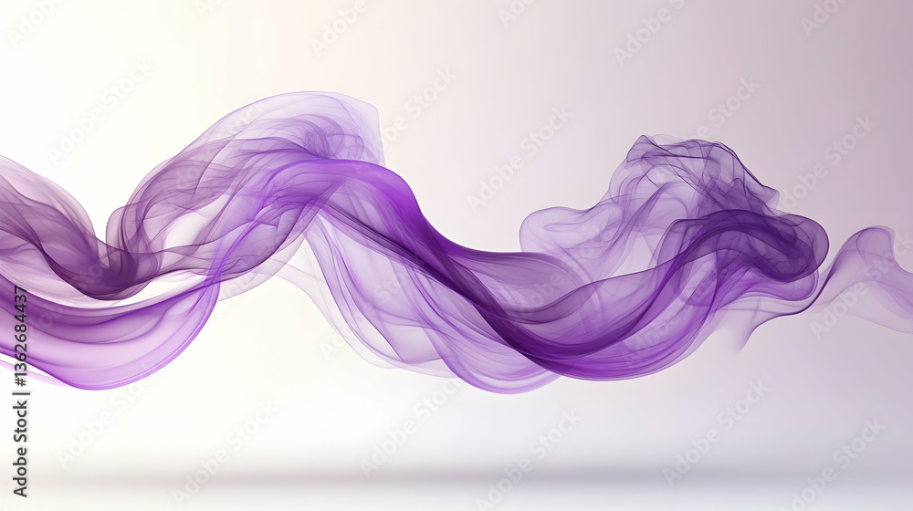 Purple smoke effect on white background; ethereal and flowing Purple smoke effect on white background; ethereal and flowing