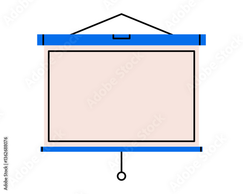 Hand drawn cute illustration of projector screen. Flat vector education whiteboard in colored doodle style. Planning or time management icon. Business seminar. Meeting presentation board. Isolated.