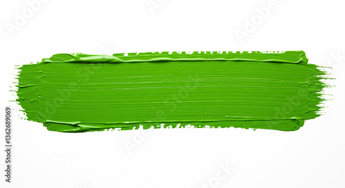 green stroke of green paint on transparent background PNG, isolated design element