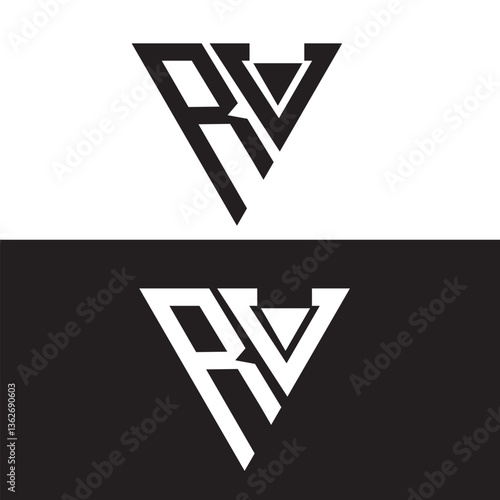 RV modern elegance and creative logo design .RV luxurious alphabet design . RV letter initial logo design.
