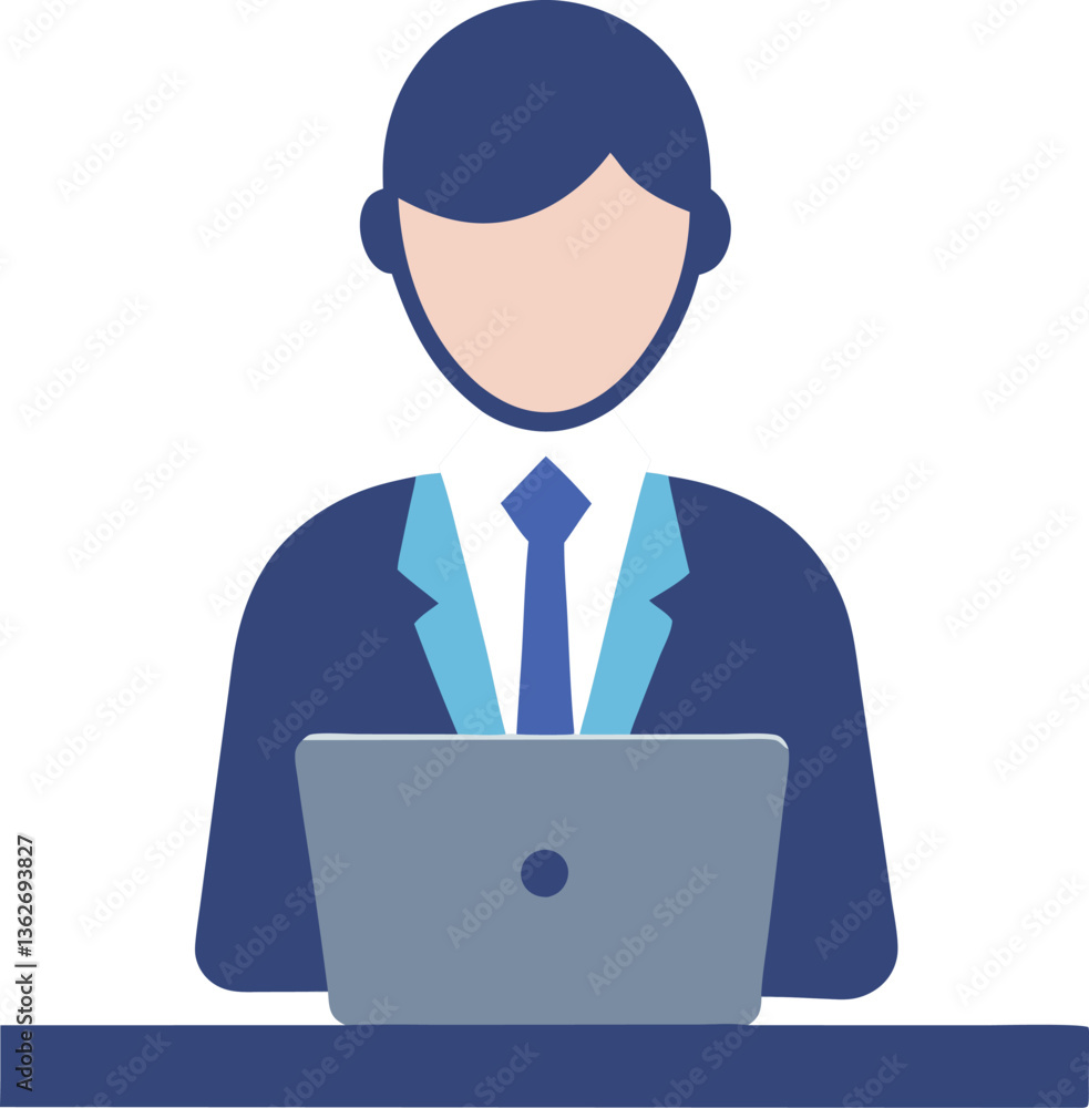 Businessperson Working on Laptop - Flat Design Businessperson Working on Laptop - Flat Design