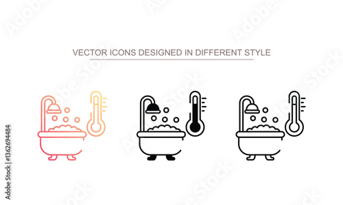Temprature Bathtub icon design with white background stock illustration