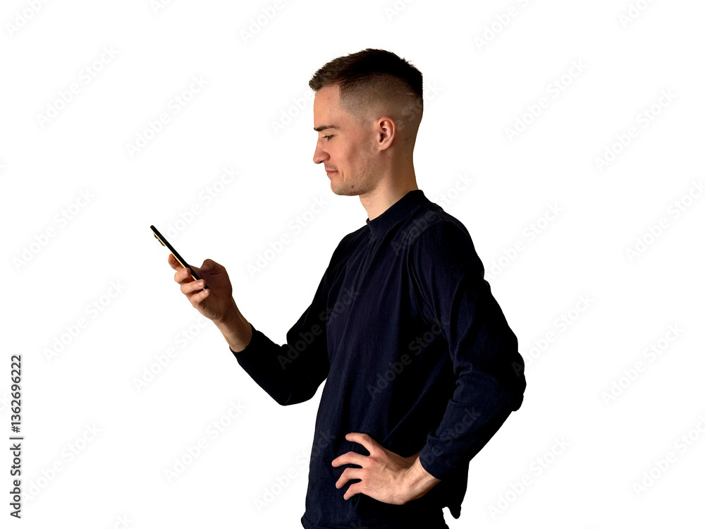 Man looking at his smartphone Man looking at his smartphone