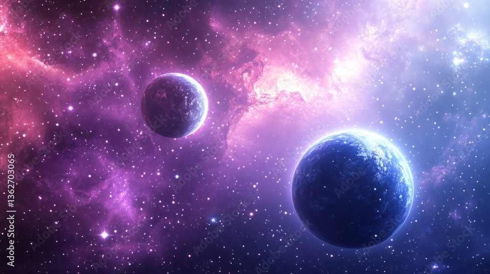 A dreamy cosmic expanse with glowing planets, radiant space dust, and twinkling starlight A dreamy cosmic expanse with glowing planets, radiant space dust, and twinkling starlight