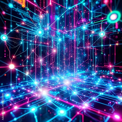 Wallpaper Mural Futuristic Cyberpunk Network: Abstract Technology Design Torontodigital.ca