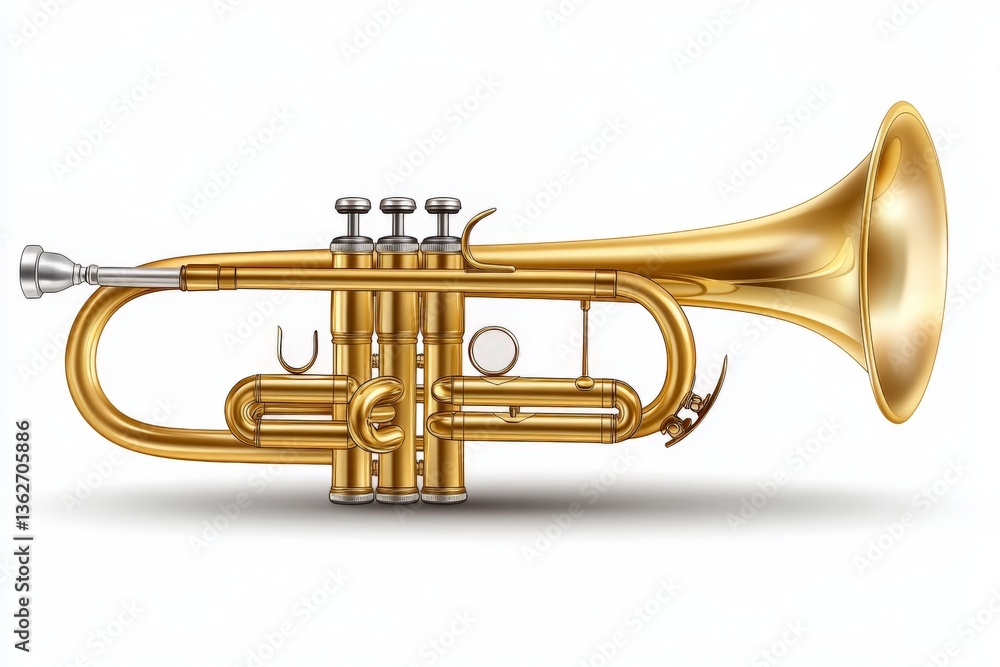 Fototapeta premium Musical instrument with brass finish displayed on a clean white background