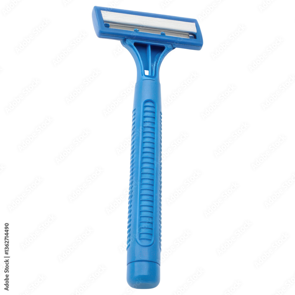 A blue razor with a flat blade, designed for efficient shaving or hair removal. A blue razor with a flat blade, designed for efficient shaving or hair removal.