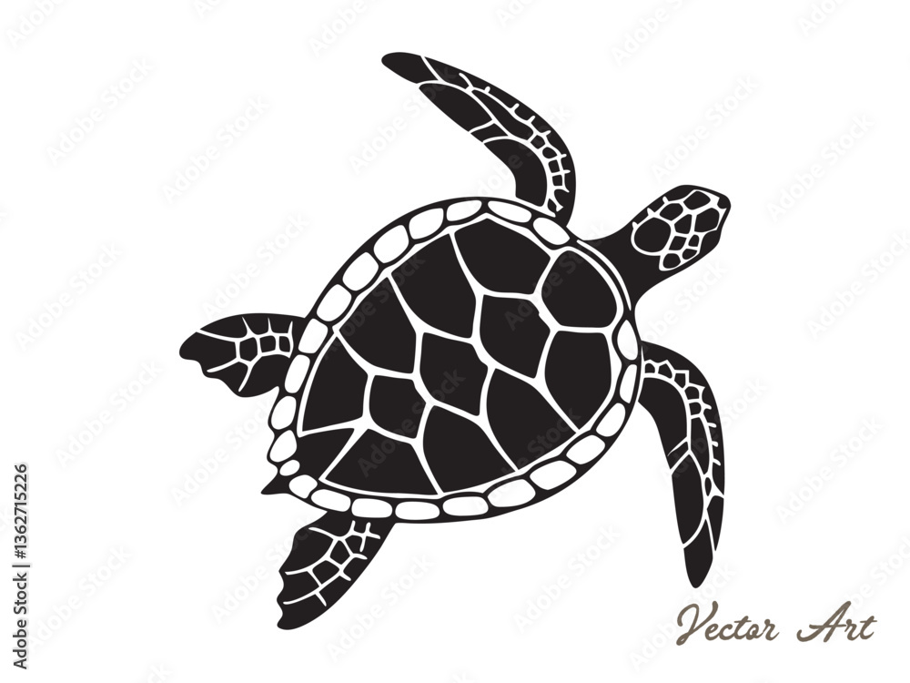Fototapeta premium Sea turtle vector design, Sea turtle black silhouette on white background