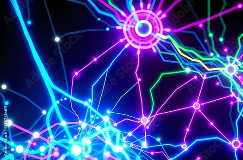 Wallpaper Mural Neon Cyberpunk Network - Abstract Futuristic Design Torontodigital.ca