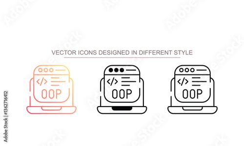 OOP Code icon design with white background stock illustration