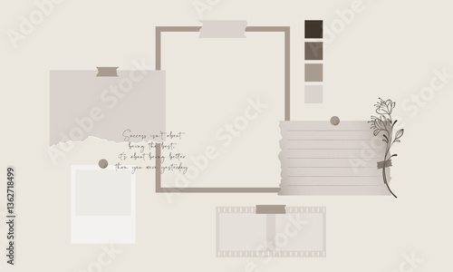 Dreamy Aesthetic Mood Board – Boho Minimalist Scrapbook Design