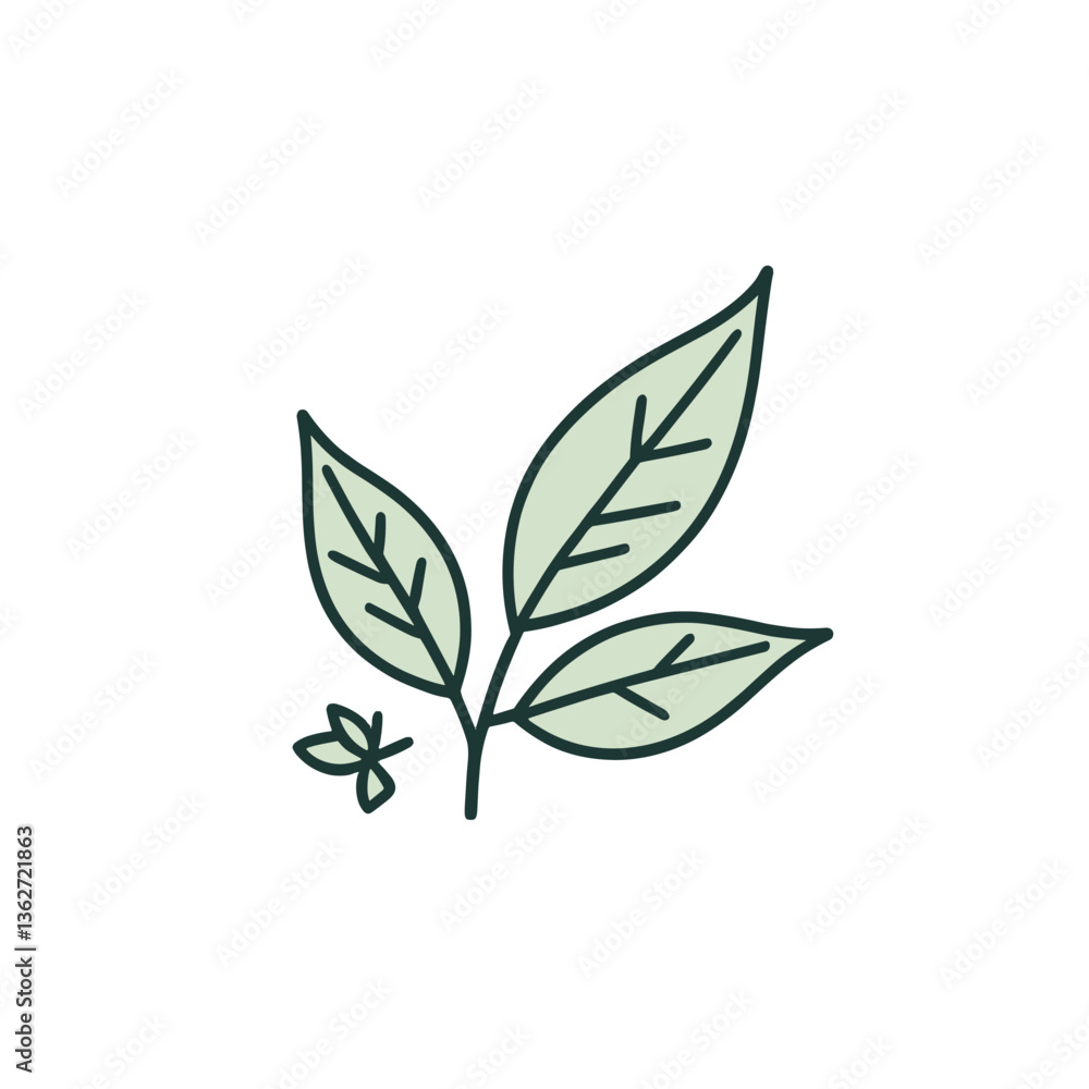 Realistic green leaves illustration with branch symbolizing nature and sustainability Realistic green leaves illustration with branch symbolizing nature and sustainability