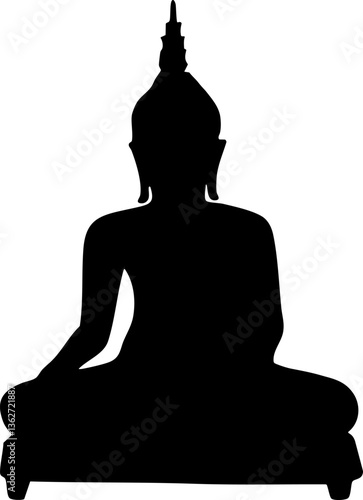 Sitting Buddha statue in a black shadow pattern