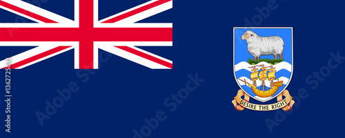 Flag of the Falkland Islands with coat of arms displayed against a blue background