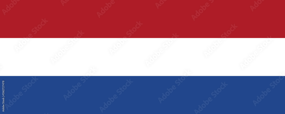Dutch flag displaying horizontal stripes of red, white, and blue set against a clear background Dutch flag displaying horizontal stripes of red, white, and blue set against a clear background