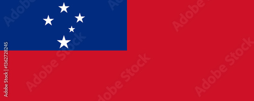 Flag of Samoa displaying its blue and red colors with white stars in a clear sky Free Download Flag of Samoa displaying its blue and red colors with white stars in a clear sky - GFXLoad
