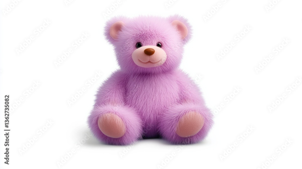 Fototapeta premium A cute purple teddy bear sits on a white background
