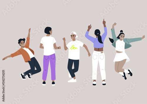 A diverse group of gifted dancers showcases their enthusiasm and creativity through expressive movements, celebrating unity and rhythm in a lively dance gathering