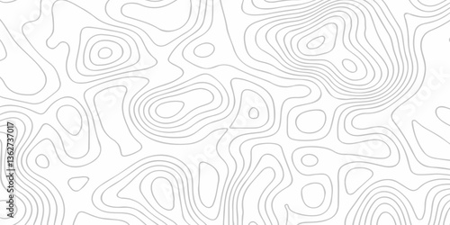 Topographic map background geographic line map with seamless ornament design. The black on white contours topography stylized height of the lines map.