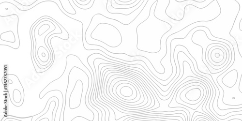 Topographic map background geographic line map with seamless ornament design. The black on white contours topography stylized height of the lines map.
