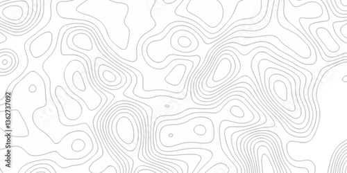 Topographic map background geographic line map with seamless ornament design. The black on white contours topography stylized height of the lines map.