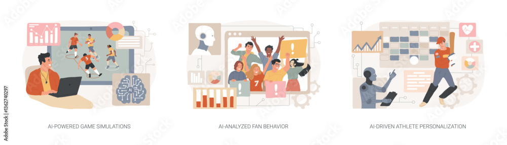 AI in Sports abstract concept vector illustrations. AI in Sports abstract concept vector illustrations.