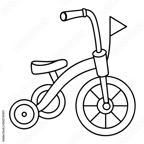 Vintage bicycle isolated on white background with wheels and pedals