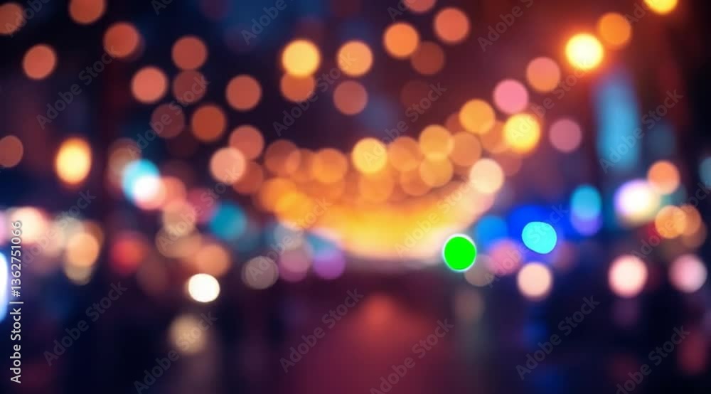 Blurred city night market scene, lights bokeh effect, possible stock photography use