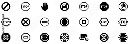 Cuadro en lienzo Stop icon set