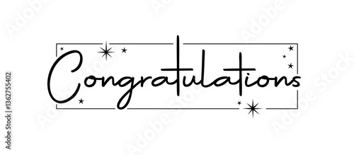 Congratulations calligraphic banner with elegant square frame. Congratulating design for congrats card.