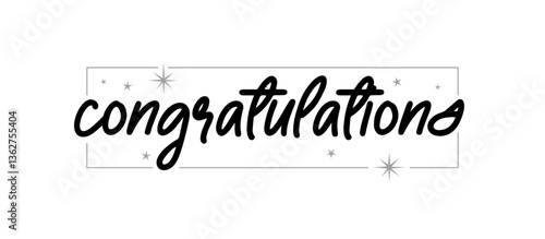Congratulations calligraphic banner with elegant square frame. Congratulating design for congrats card.