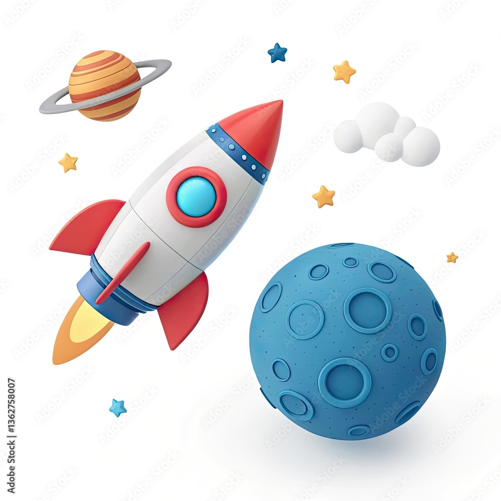 Naklejka premium space rocket on earth