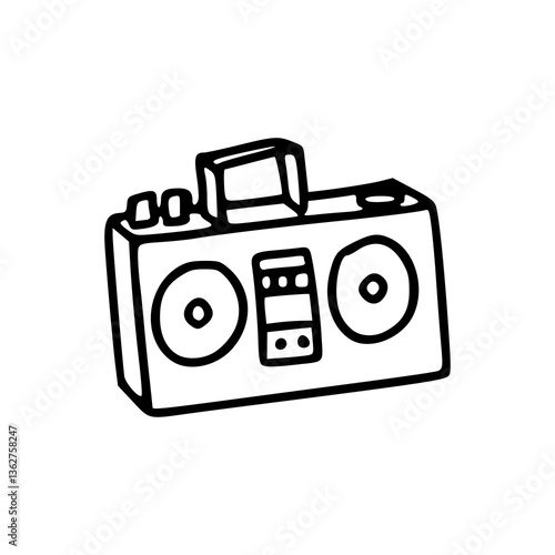 vintage ghetto blaster line art