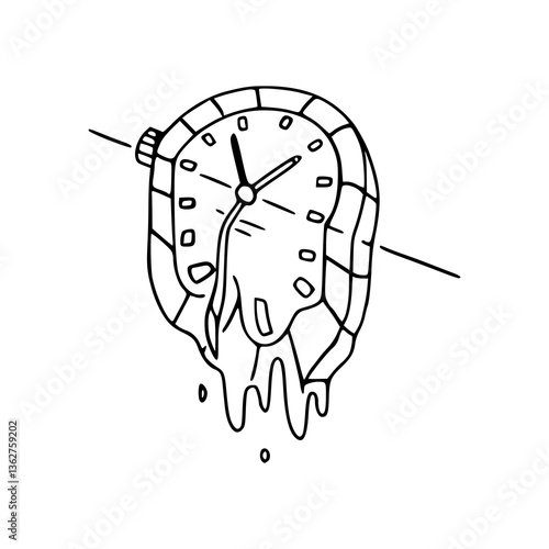 melting clock line art vector