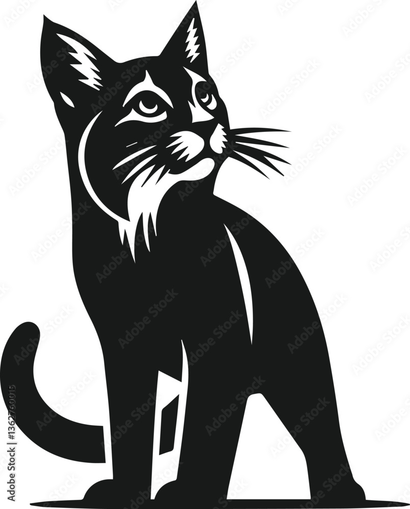 Vector silhouette of a bobcat animal Vector silhouette of a bobcat animal