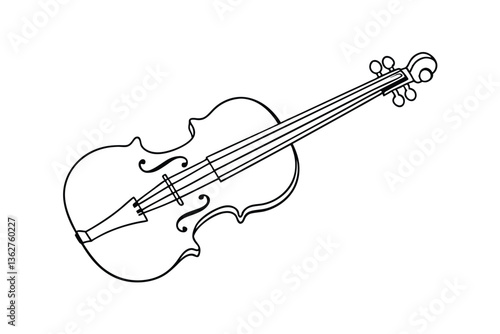 Line Drawing of a Classic Violin Musical Instrument