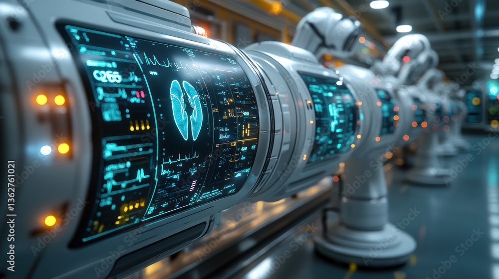 Futuristic Medical Factory: Automated Lungs Production Line Futuristic Medical Factory: Automated Lungs Production Line