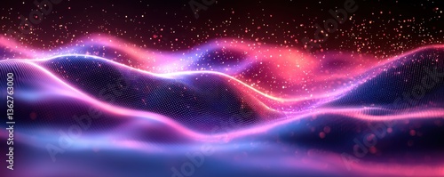 Vivid abstract digital wave with sparks and gradient colors
