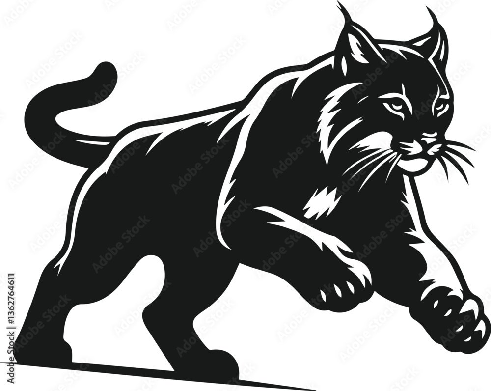 Vector silhouette of a bobcat animal Vector silhouette of a bobcat animal