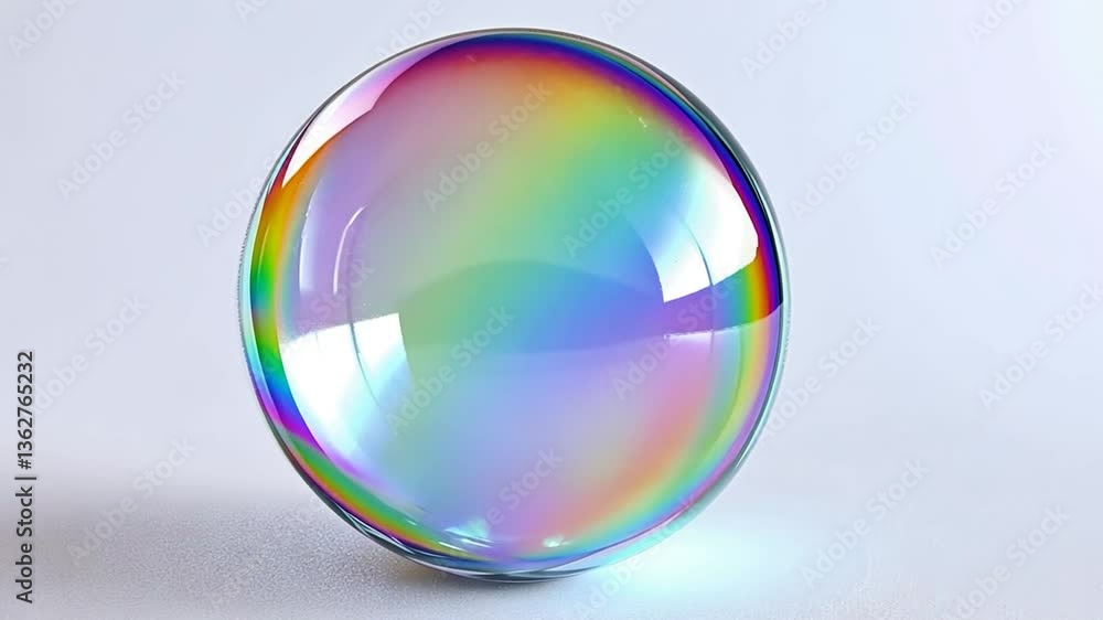 Iridescent glass sphere on white background, studio shot Iridescent glass sphere on white background, studio shot
