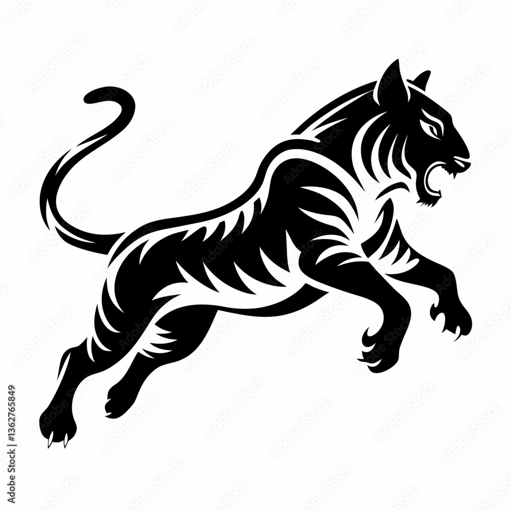 Fototapeta premium black and white tiger silhouette