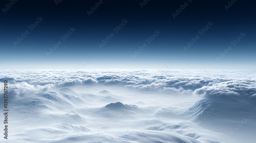 Obraz premium Serene Cloudscape Over an Endless Horizon with Soft White Clouds and a Calm Blue Sky Above