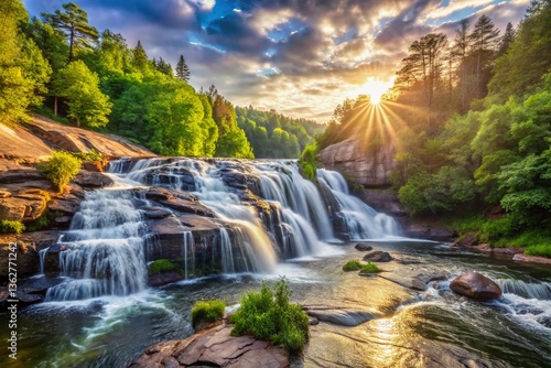 Georgia High Falls State Park: Powerful Rushing Waterfall Landscape Photography