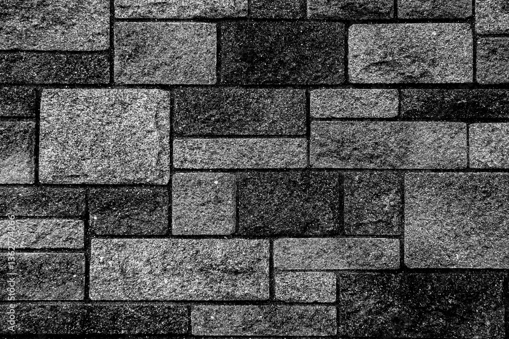 Fototapeta premium Black and white brick texture worn grunge background 