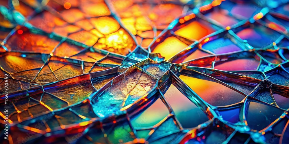 Intricate Cracked Glass Surface: Mesmerizing Reflections & Textures - High-Resolution Stock Photo Intricate Cracked Glass Surface: Mesmerizing Reflections & Textures - High-Resolution Stock Photo