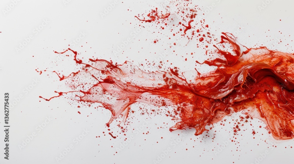 Abstract Red Liquid Splash Art on White Background for Design Use Abstract Red Liquid Splash Art on White Background for Design Use
