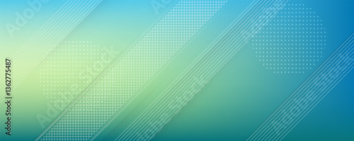 Green and Yellow vector cover with rounded stripes, dots. Capsules on blurred abstract background with gradient dots. Smart design for your business advert.