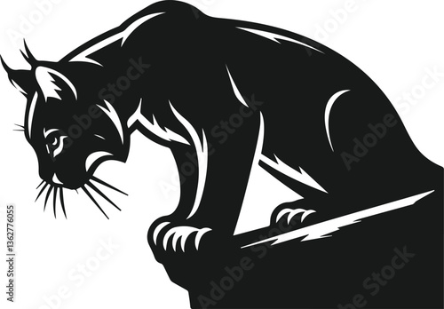 Vector silhouette of a bobcat animal 