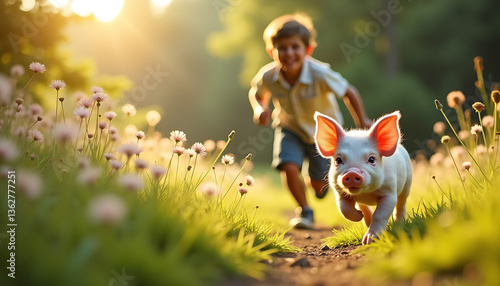 man, running, dog, mountain, trail, loyal, outdoor, nature, soft, misty, lighting, adventure, exercise, landscape, companionship, fitness, energy, vitality, scene, pet, exploration, dynamic, movement,