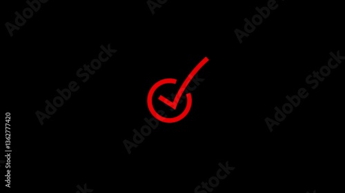 simple tick mark animation with black background. check mark icon , tike mark icon animation.